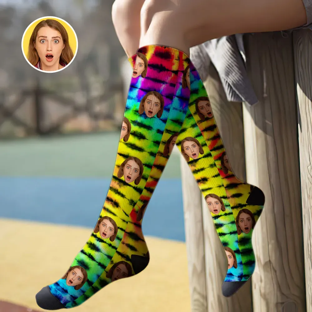 Calcetines Hasta La Rodilla Personalizados Calcetines De Verano - Cara Completa Myfacesocks - MyFaceSocksES