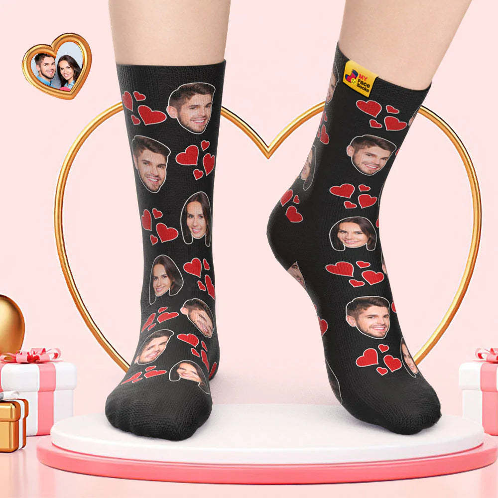 Calcetines De Cara Personalizados Regalo Del Día De San Valentín Agregar Imágenes Y Nombrar Calcetines De Cara De Mi Corazón - MyFaceSocksES