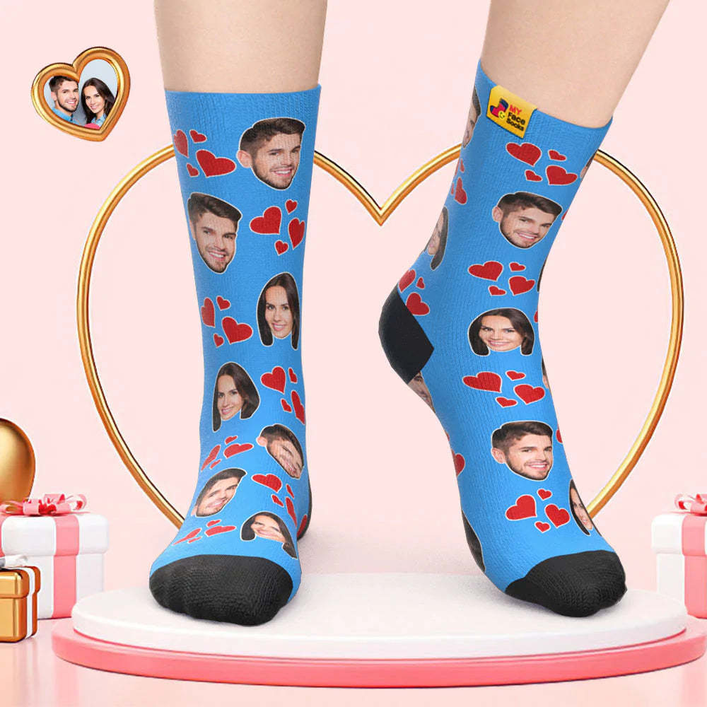 Calcetines De Cara Personalizados Regalo Del Día De San Valentín Agregar Imágenes Y Nombrar Calcetines De Cara De Mi Corazón - MyFaceSocksES