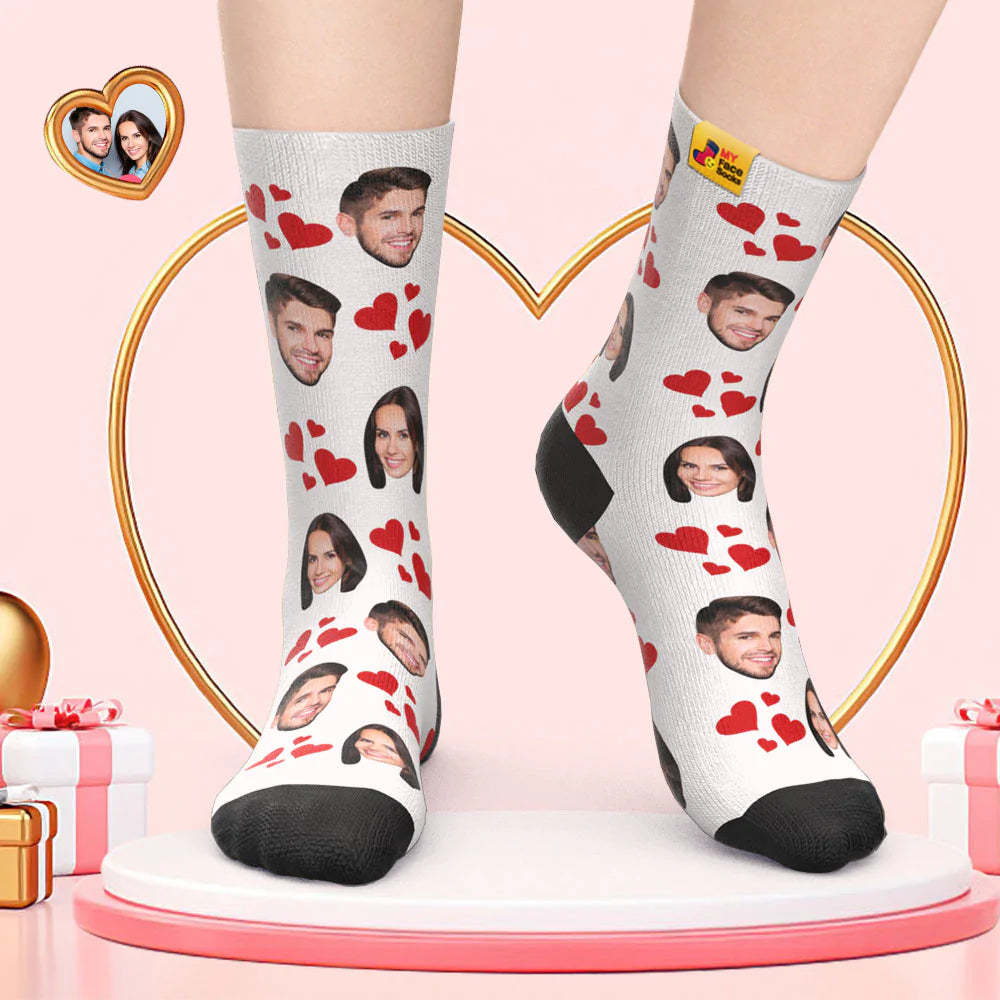 Calcetines De Cara Personalizados Regalo Del Día De San Valentín Agregar Imágenes Y Nombrar Calcetines De Cara De Mi Corazón - MyFaceSocksES