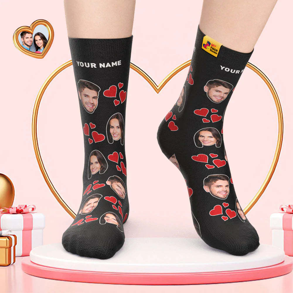 Calcetines De Cara Personalizados Regalo Del Día De San Valentín Agregar Imágenes Y Nombrar Calcetines De Cara De Mi Corazón - MyFaceSocksES