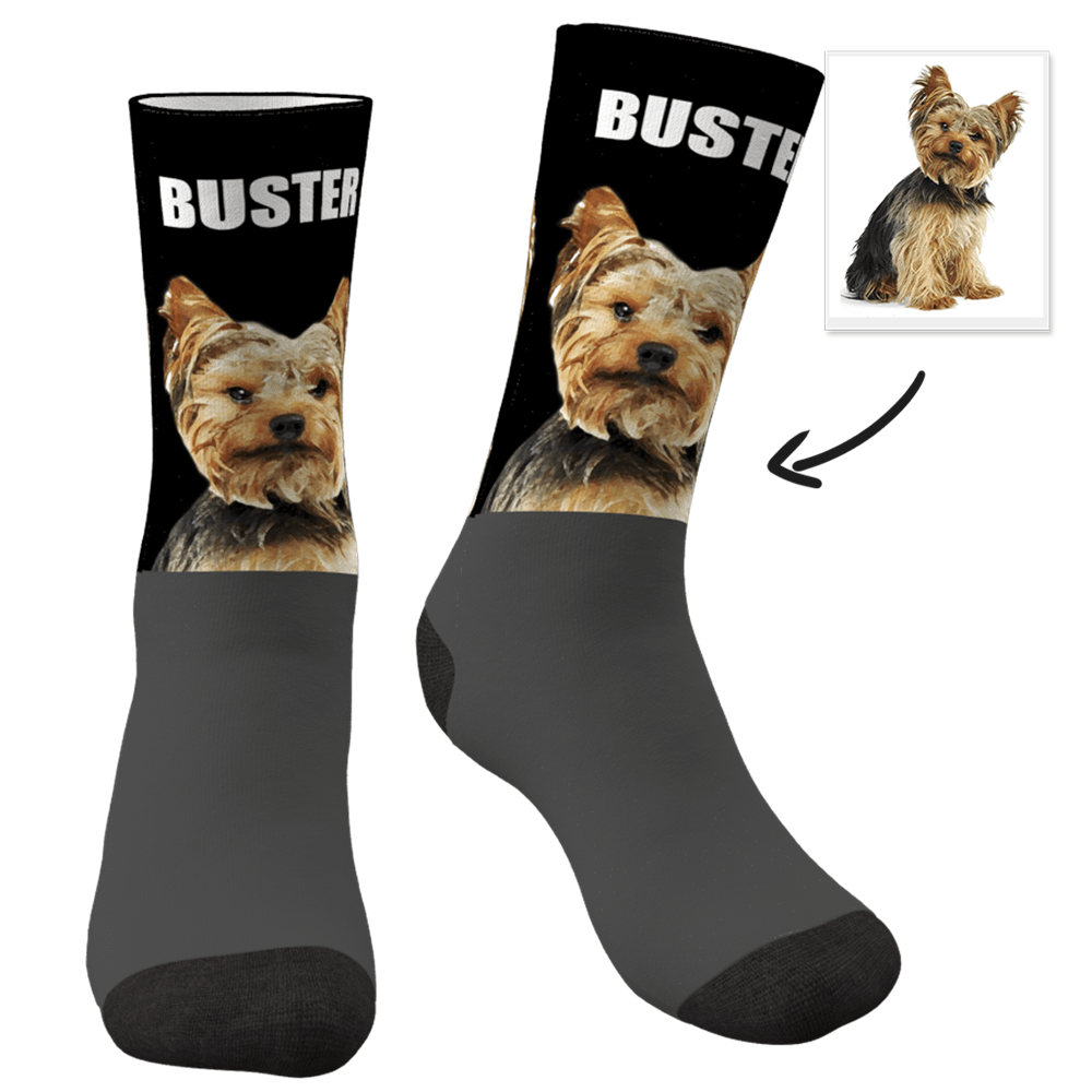 Custom Face Dog Socks Painted Art Portrait With Your Saying - MyFaceSocks