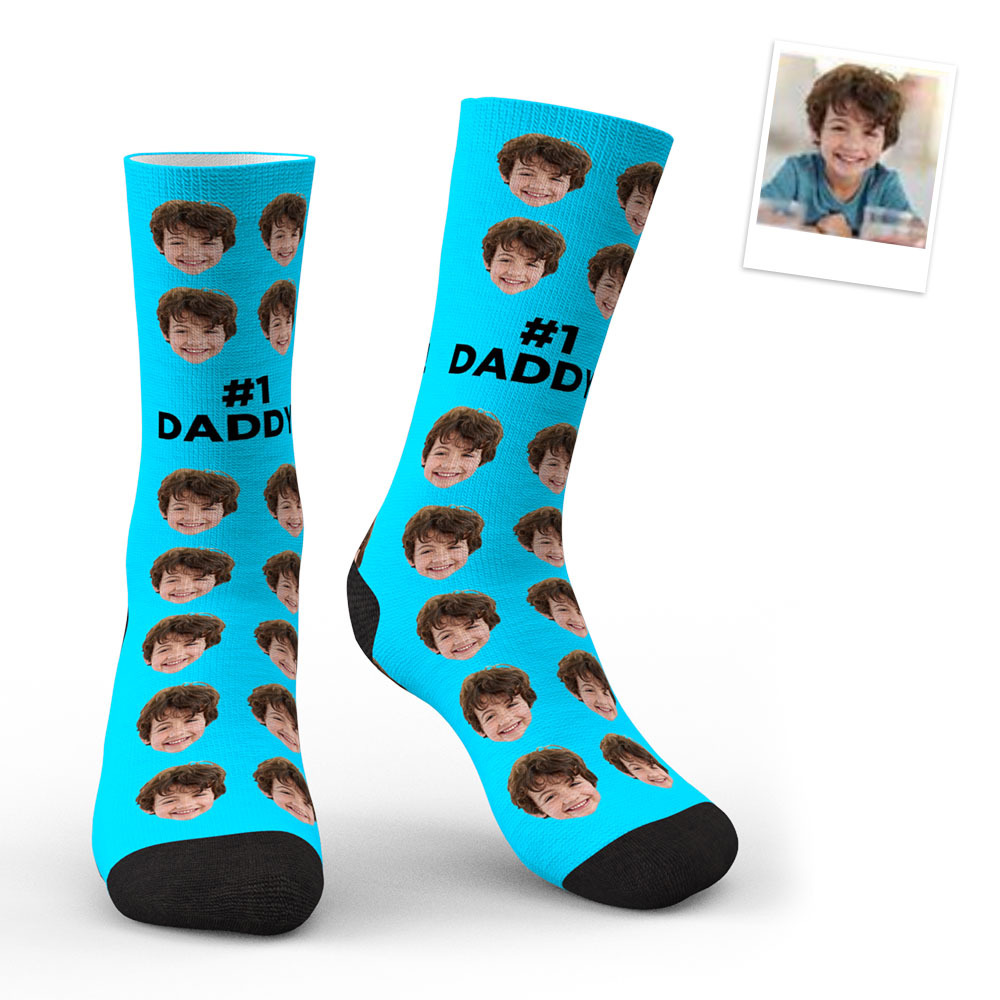 Vista Previa 3d Calcetines De Cara Personalizados Regalos Para Papá #1 Daddy - MyFaceSocksES