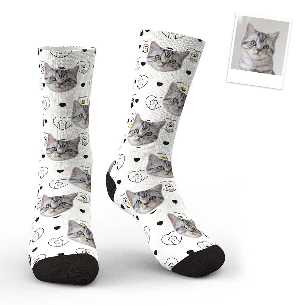 3d Preview Custom Pet Face Calcetines Amantes De Los Gatos Y Regalo Del Dueño Del Gato - MyFaceSocksES