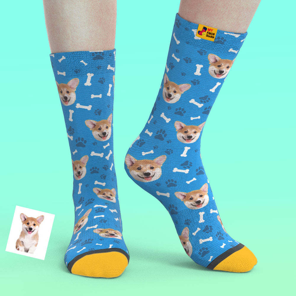 Calcetines De Vista Previa 3d Personalizados Calcetines My Face Agregar Imágenes Y Nombre - Perro - MyFaceSocksES