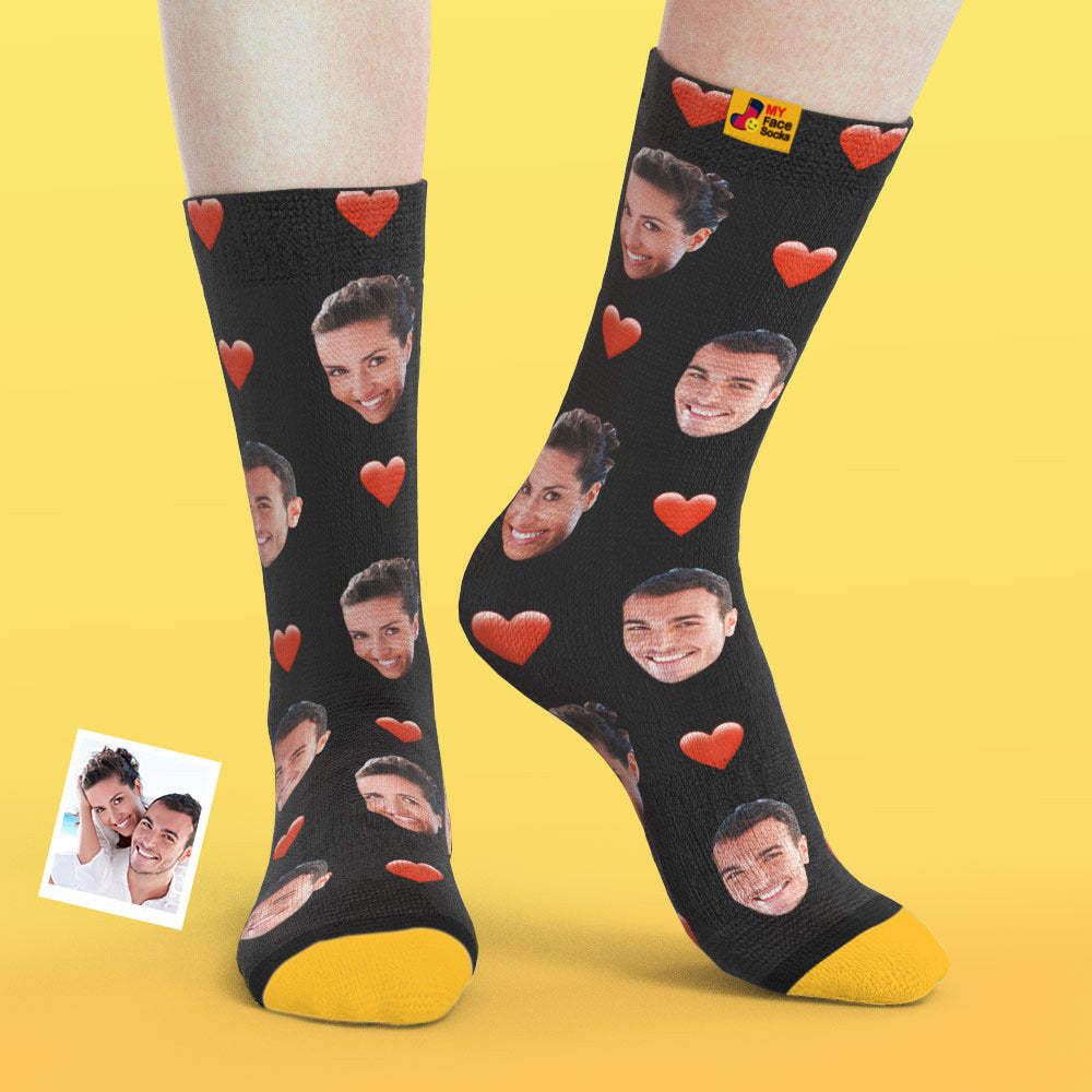 Calcetines De Vista Previa 3d Personalizados Calcetines My Face Agregar Imágenes Y Nombre - Corazón - MyFaceSocksES