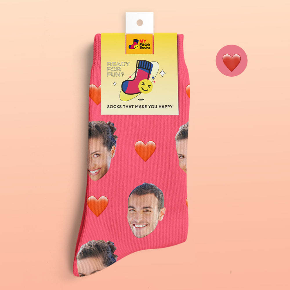 Calcetines De Vista Previa 3d Personalizados Calcetines My Face Agregar Imágenes Y Nombre - Corazón - MyFaceSocksES