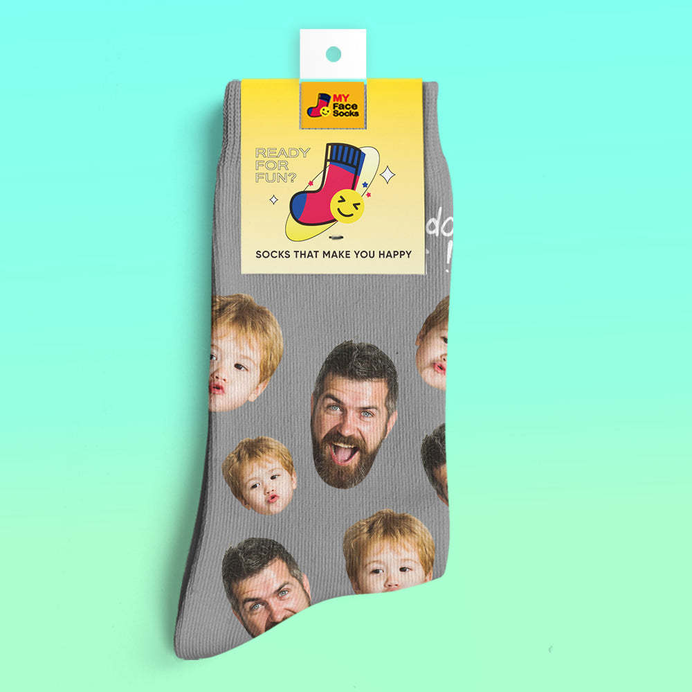 Calcetines De Vista Previa En 3d Personalizados Calcetines My Face Agregue Imágenes Y Nombre - Best Dad Ever - MyFaceSocksES