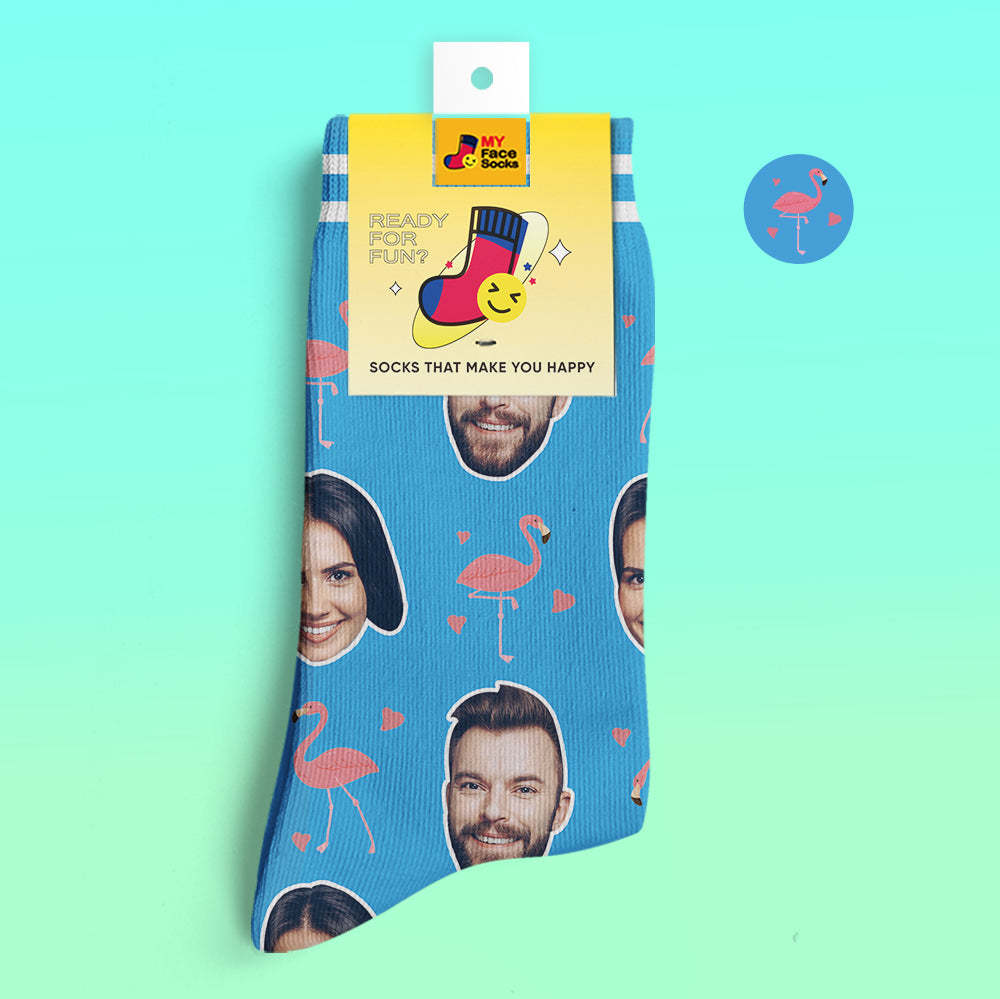 Calcetines De Vista Previa 3d Personalizados My Face Socks Agregar Imágenes Y Nombre - Flamant - MyFaceSocksES