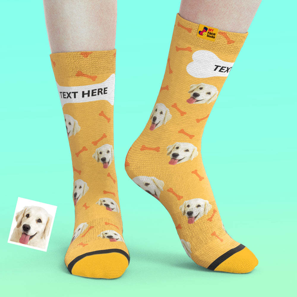 Calcetines De Vista Previa 3d Personalizados Calcetines My Face Agregar Imágenes Y Nombre - Huesos De Perro - MyFaceSocksES