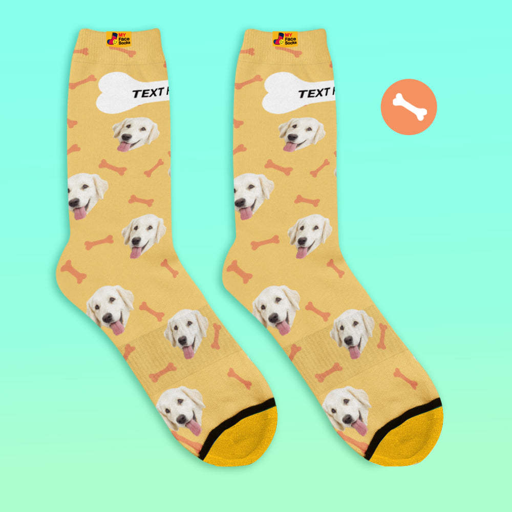 Calcetines De Vista Previa 3d Personalizados Calcetines My Face Agregar Imágenes Y Nombre - Huesos De Perro - MyFaceSocksES