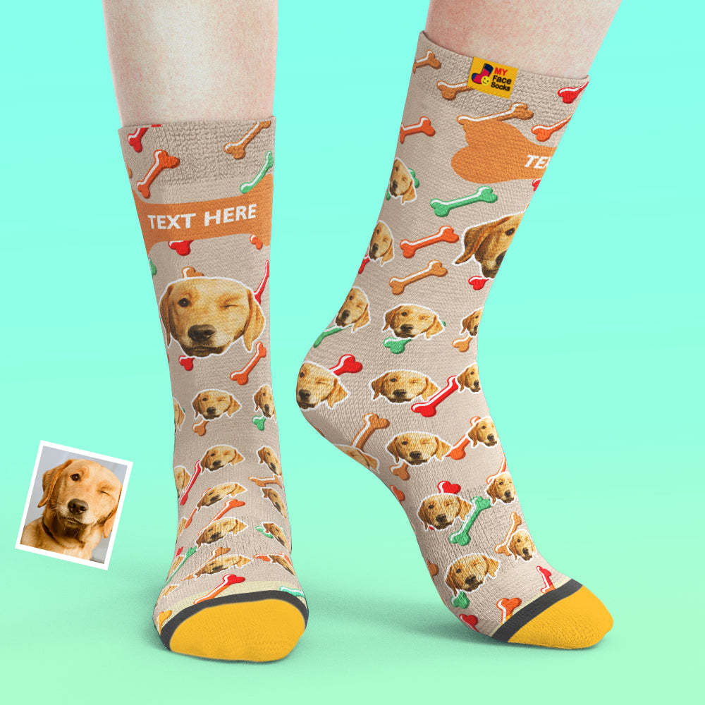 Calcetines De Vista Previa 3d Personalizados Calcetines My Face Agregar Imágenes Y Nombre - Dog Face On Socks - MyFaceSocksES