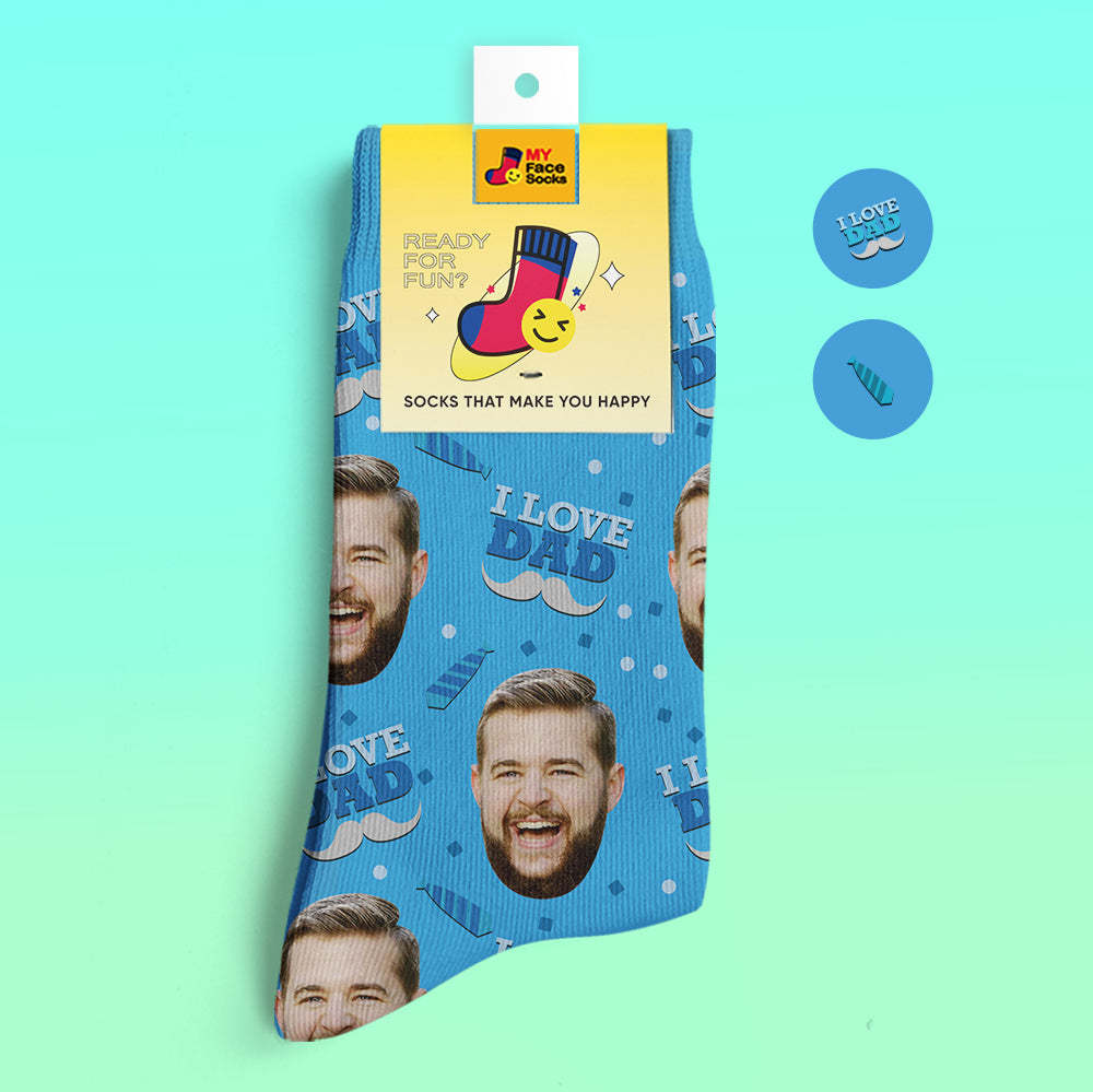 Calcetines De Vista Previa En 3d Personalizados Calcetines My Face Agregue Imágenes Y Nombre - Amo A Papá - MyFaceSocksES