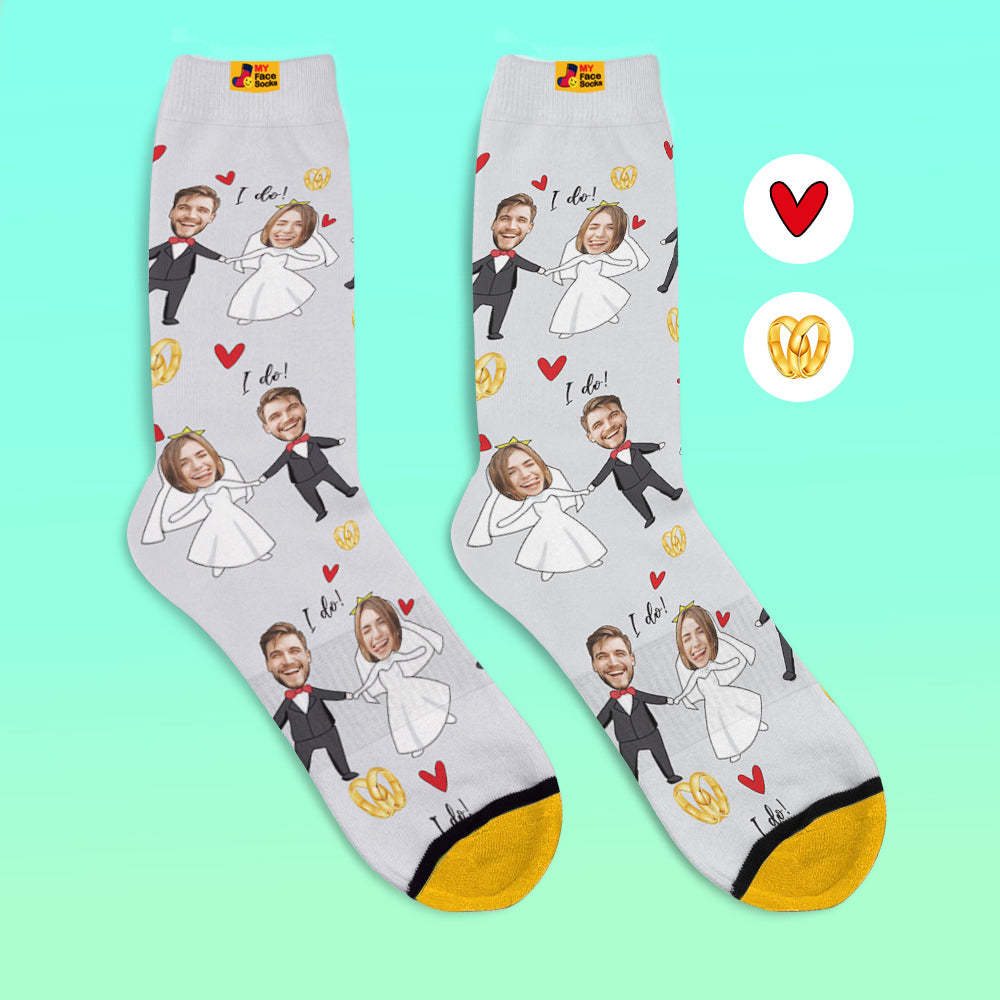 Calcetines Impresos Digitalmente En 3d Personalizados My Face Socks Agregue Imágenes Y Nombre - Vestido De Novia - MyFaceSocksES