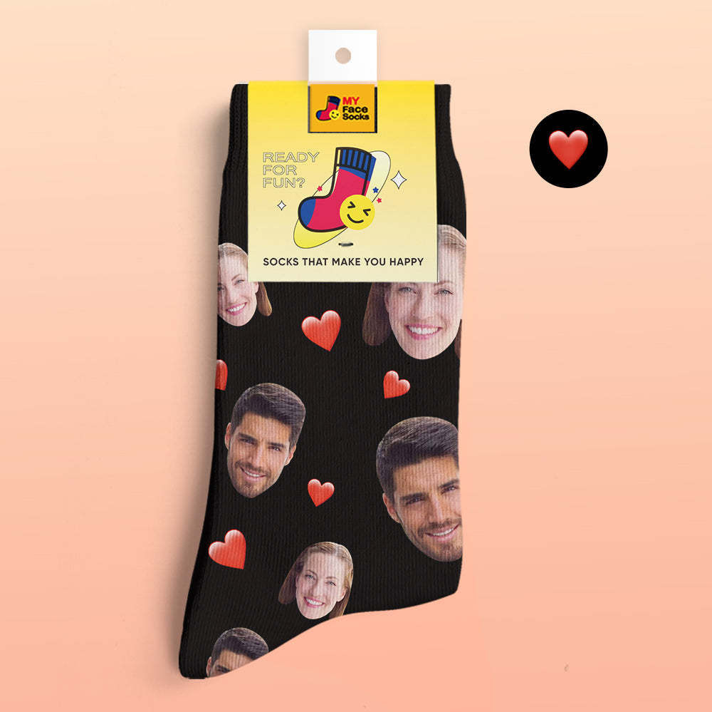 Calcetines Impresos Digitales 3d Personalizados Calcetines De Corazón Suave De La Serie De Dulces Coloridos - MyFaceSocksES