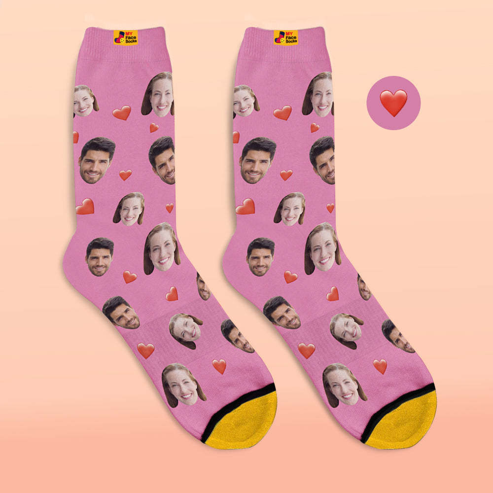 Calcetines Impresos Digitales 3d Personalizados Calcetines De Corazón Suave De La Serie De Dulces Coloridos - MyFaceSocksES