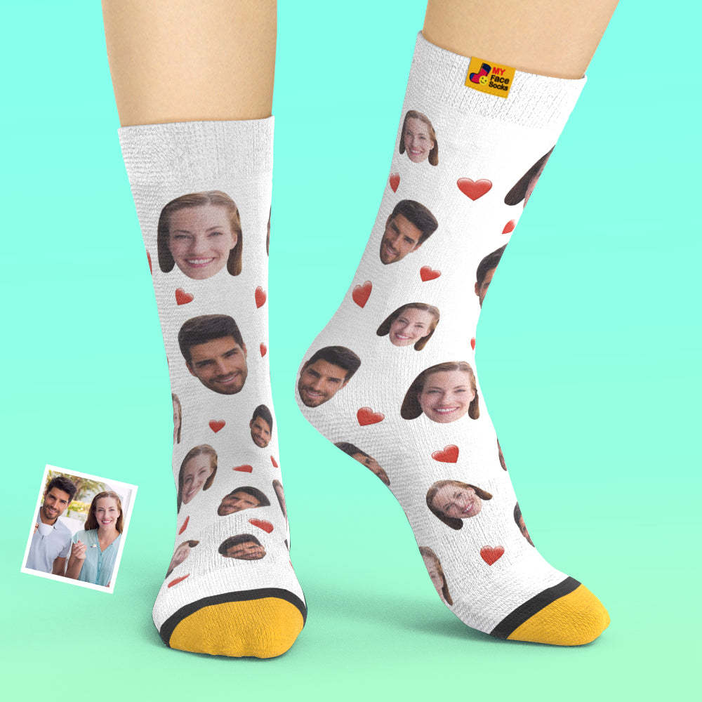 Calcetines Impresos Digitales 3d Personalizados Calcetines De Corazón Suave De La Serie De Dulces Coloridos - MyFaceSocksES