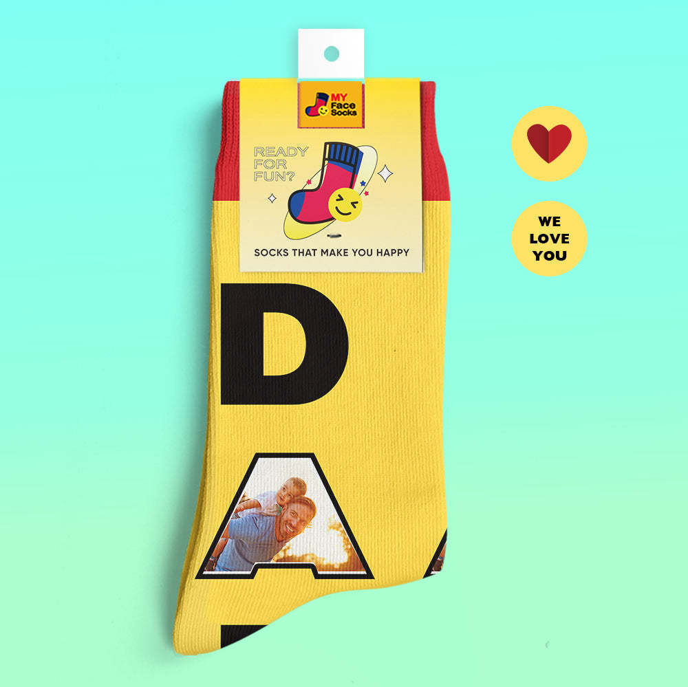 Calcetines Impresos Digitales 3d Personalizados Te Amamos Regalos Para Calcetines De Papá - MyFaceSocksES