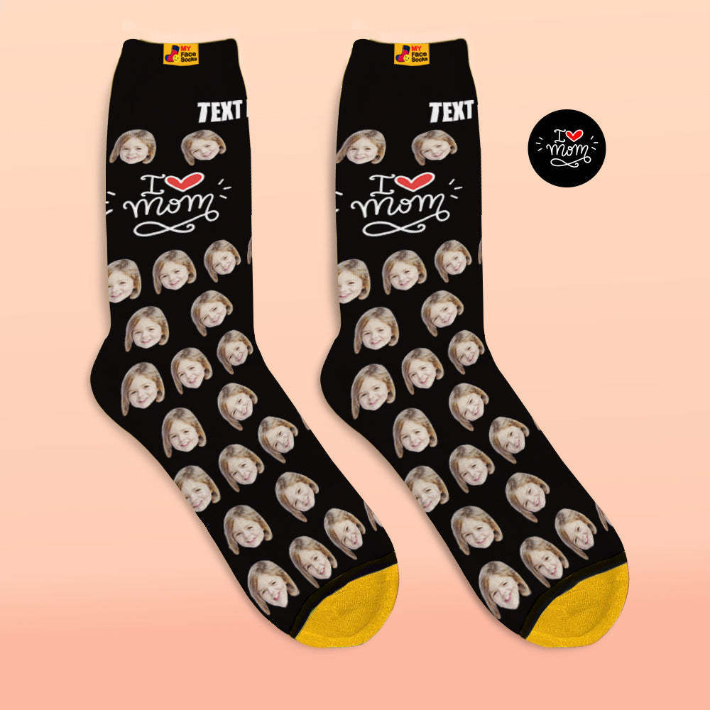 Calcetines Impresos Digitales 3d Personalizados Regalos Para Madre I Love Mom - MyFaceSocksES