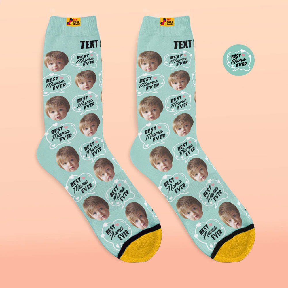 Calcetines Impresos Digitalmente En 3d Personalizados My Face Socks Agregue Imágenes Y Nombre - Best Mom Ever - MyFaceSocksES