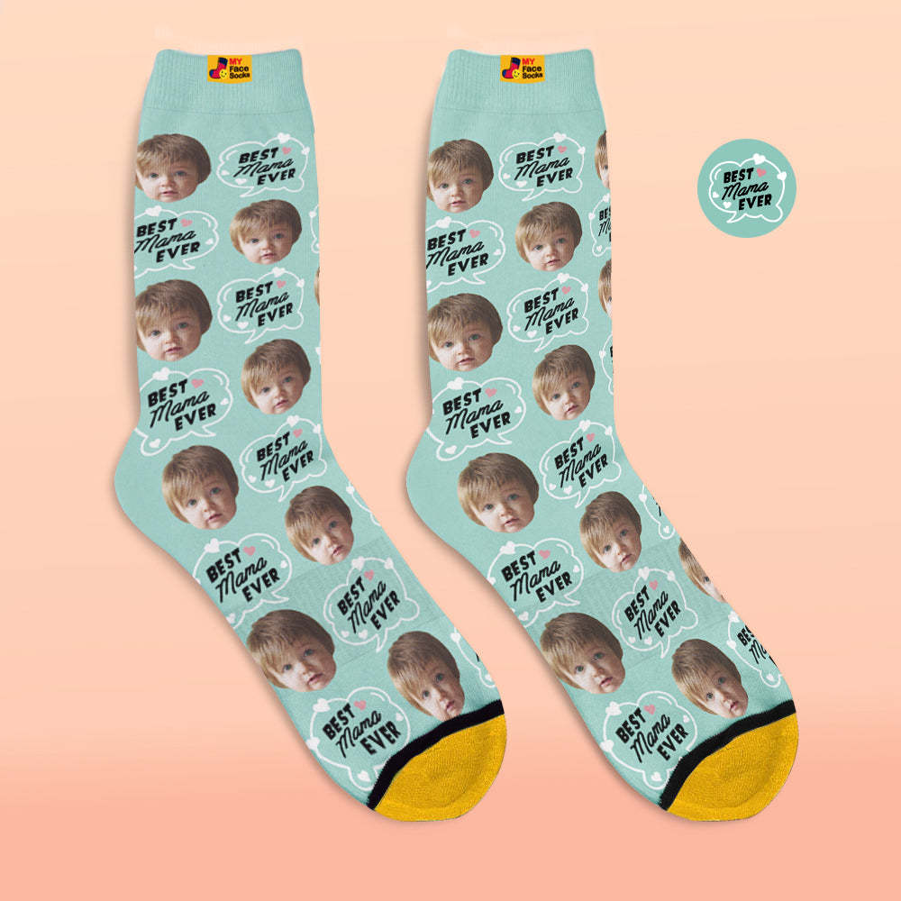 Calcetines Impresos Digitalmente En 3d Personalizados My Face Socks Agregue Imágenes Y Nombre - Best Mom Ever - MyFaceSocksES