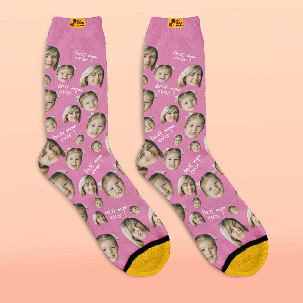 Calcetines Impresos Digitales 3d Personalizados Regalos Para La Madre La Mejor Mamá De Todos Los Tiempos - MyFaceSocksES