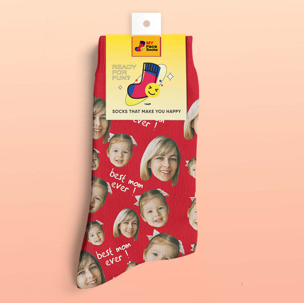 Calcetines Impresos Digitales 3d Personalizados Regalos Para La Madre La Mejor Mamá De Todos Los Tiempos - MyFaceSocksES