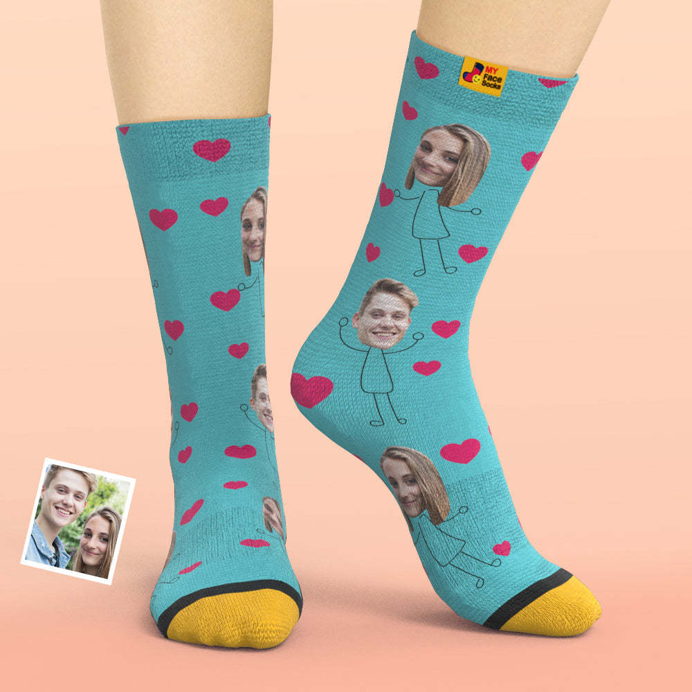 Calcetines Impresos Digitalmente En 3d Personalizados My Face Socks Agregue Imágenes Y Nombre - Pareja Romántica - MyFaceSocksES