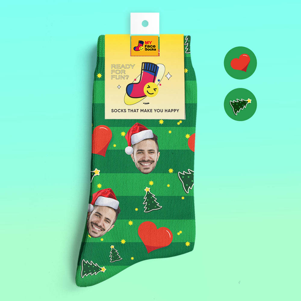 Calcetines Impresos Digitalmente En 3d Personalizados My Face Socks Agregue Imágenes Y Nombre - Christmas Heart - MyFaceSocksES