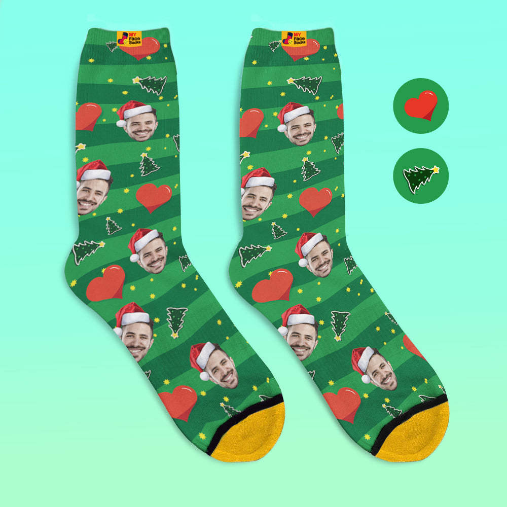 Calcetines Impresos Digitalmente En 3d Personalizados My Face Socks Agregue Imágenes Y Nombre - Christmas Heart - MyFaceSocksES