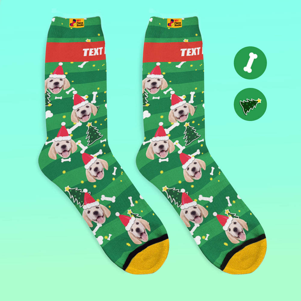 Calcetines Impresos Digitalmente En 3d Personalizados My Face Socks Agregue Imágenes Y Nombre - Santa Dog - MyFaceSocksES