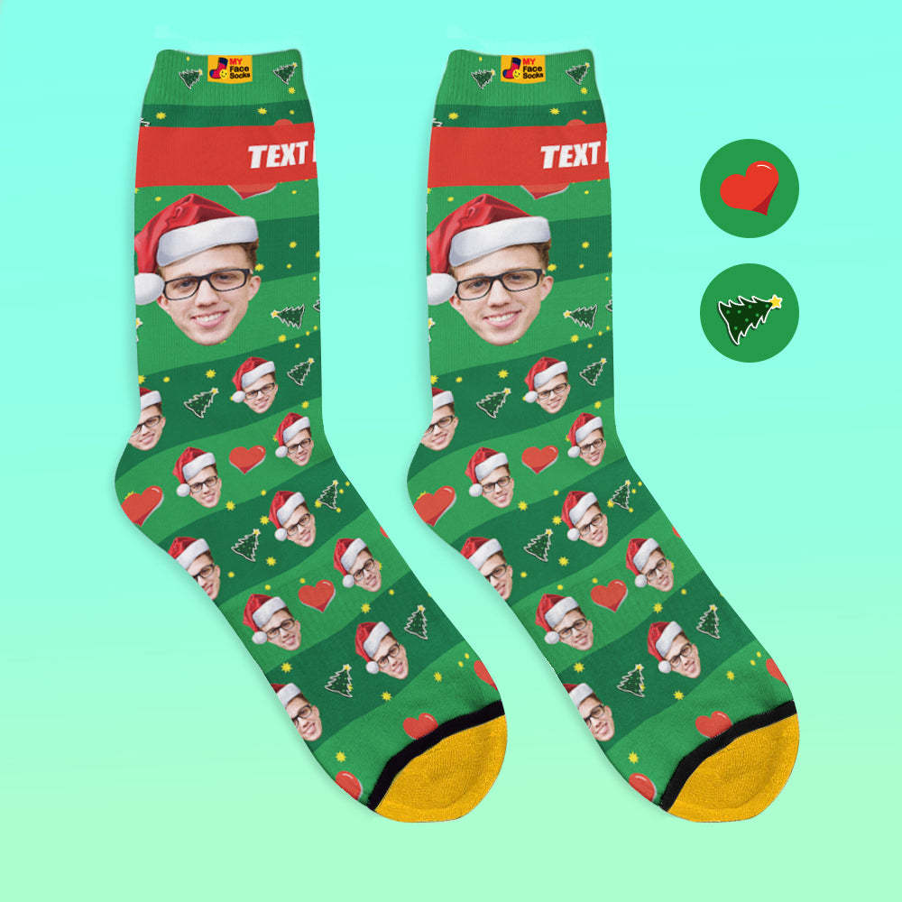 Calcetines Impresos Digitalmente En 3d Personalizados My Face Socks Agregue Imágenes Y Nombre - Gorro De Navidad - MyFaceSocksES