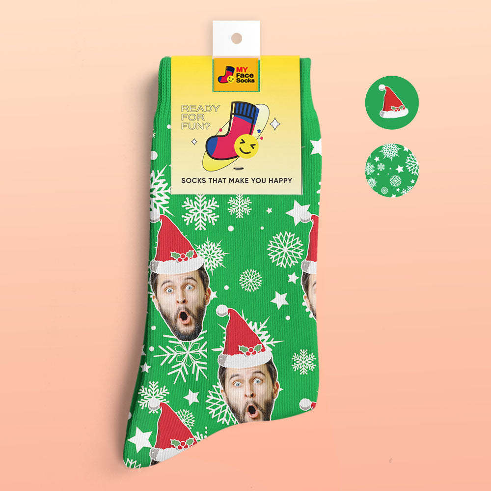 Calcetines Impresos Digitales 3d Personalizados Calcetines De Navidad Sombrero De Santa - MyFaceSocksES