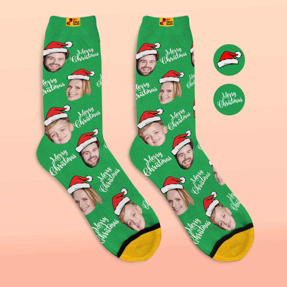 Calcetines Impresos Digitales 3d Personalizados Calcetines De Papá Noel Feliz Navidad - MyFaceSocksES