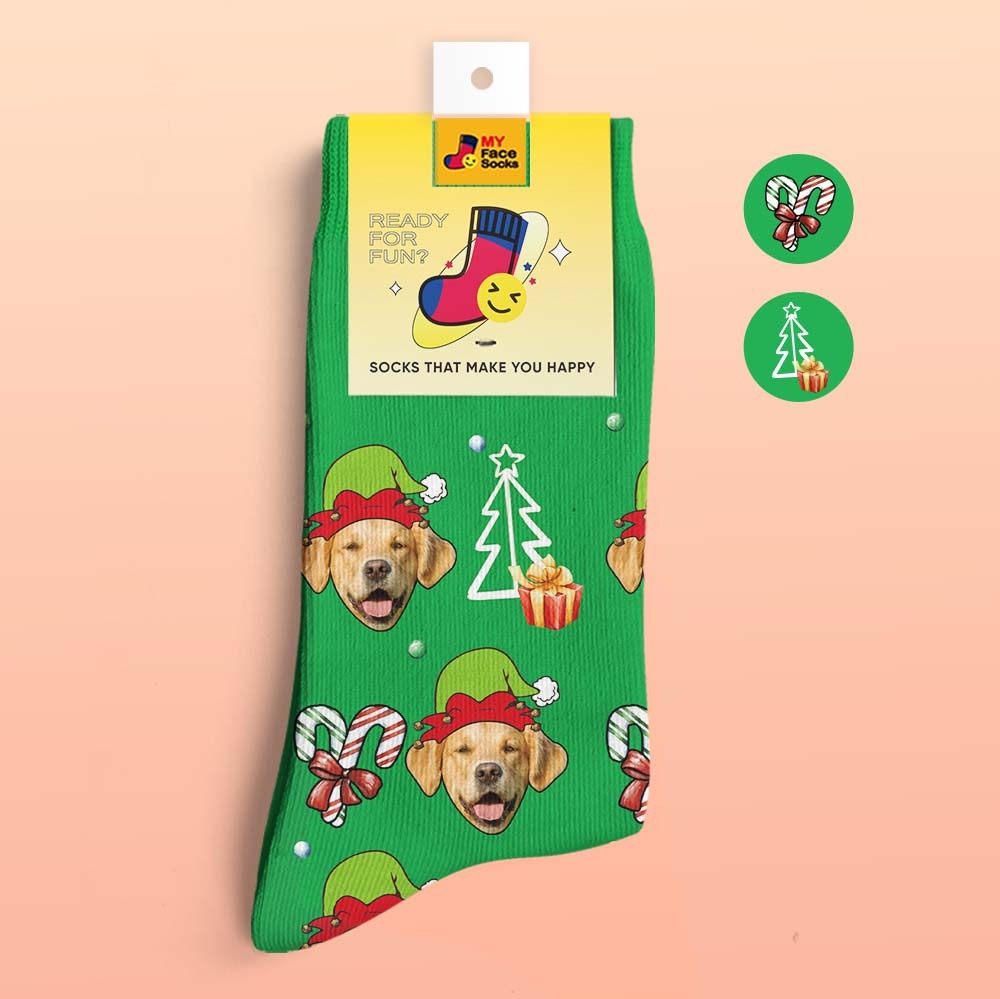 Calcetines Impresos Digitalmente En 3d Personalizados My Face Socks Agregar Imágenes Y Nombre - Regalo De Navidad Para Los Amantes De Las Mascotas - MyFaceSocksES