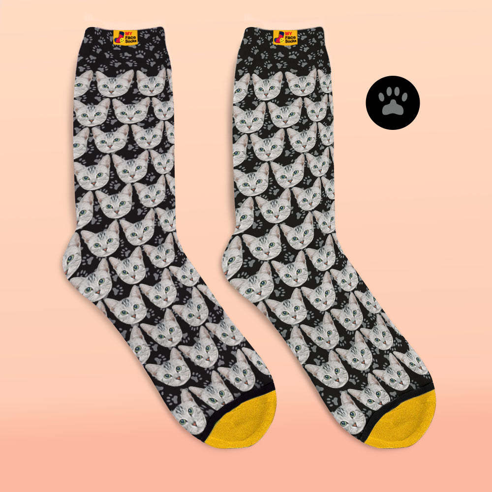 Calcetines Impresos Digitalmente En 3d Personalizados Agregue Imágenes Y Nombre Gato - MyFaceSocksES