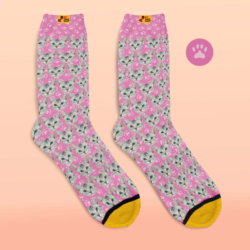 Calcetines Impresos Digitalmente En 3d Personalizados Agregue Imágenes Y Nombre Gato - MyFaceSocksES