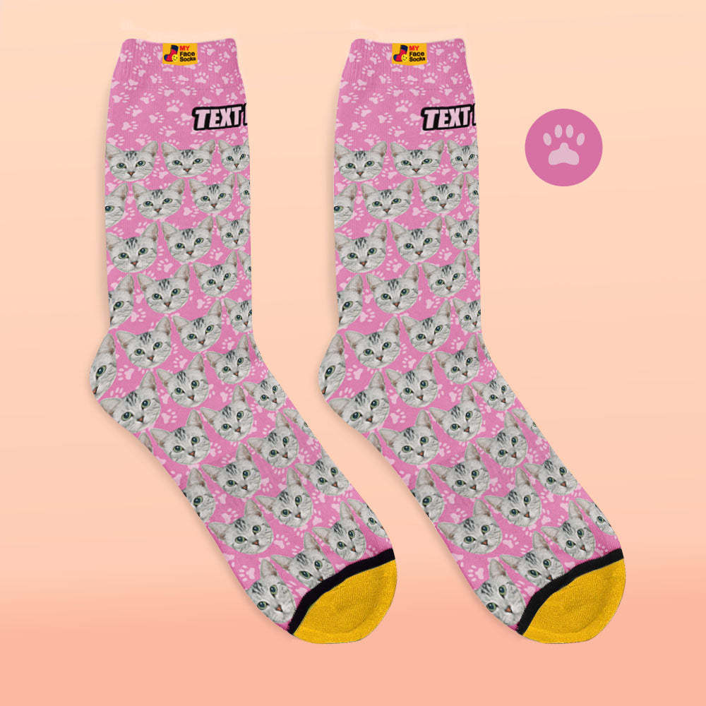 Calcetines Impresos Digitalmente En 3d Personalizados Agregue Imágenes Y Nombre Gato - MyFaceSocksES