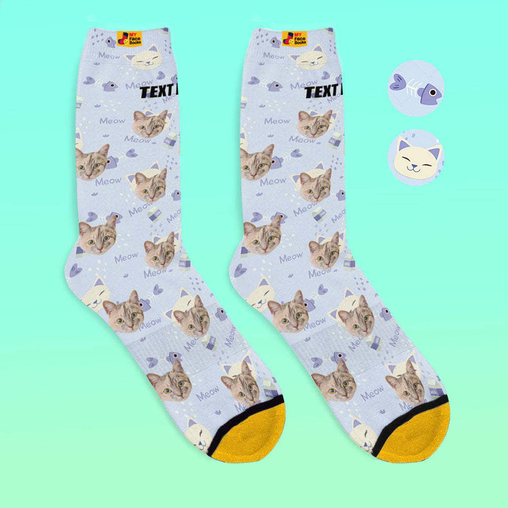 Calcetines Impresos Digitalmente En 3d Personalizados My Face Socks Agregar Imágenes Y Nombre - Calcetines Para Gatos Domésticos - MyFaceSocksES