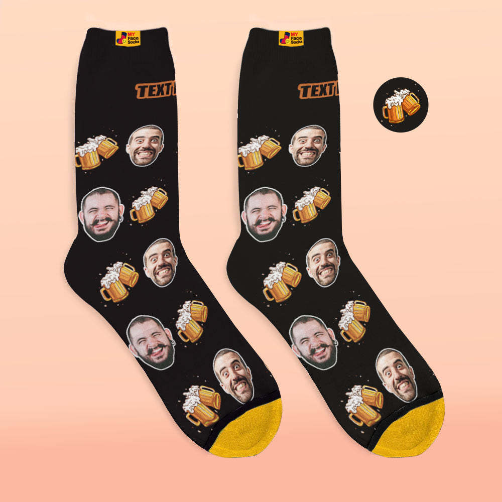 Calcetines Impresos Digitales Personalizados En 3d Regalos Para El Día Del Padre Cerveza Cheers - MyFaceSocksES