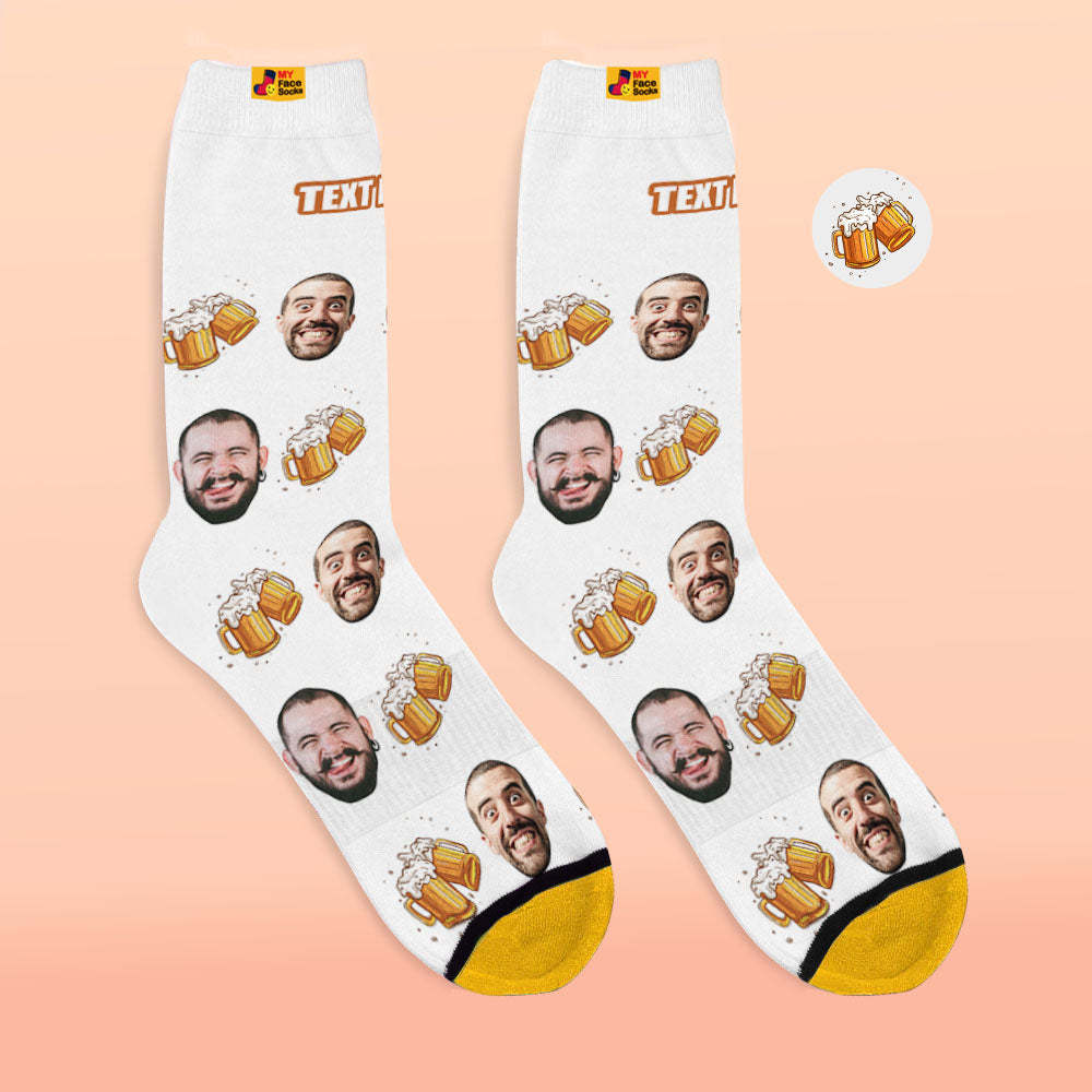 Calcetines Impresos Digitales Personalizados En 3d Regalos Para El Día Del Padre Cerveza Cheers - MyFaceSocksES