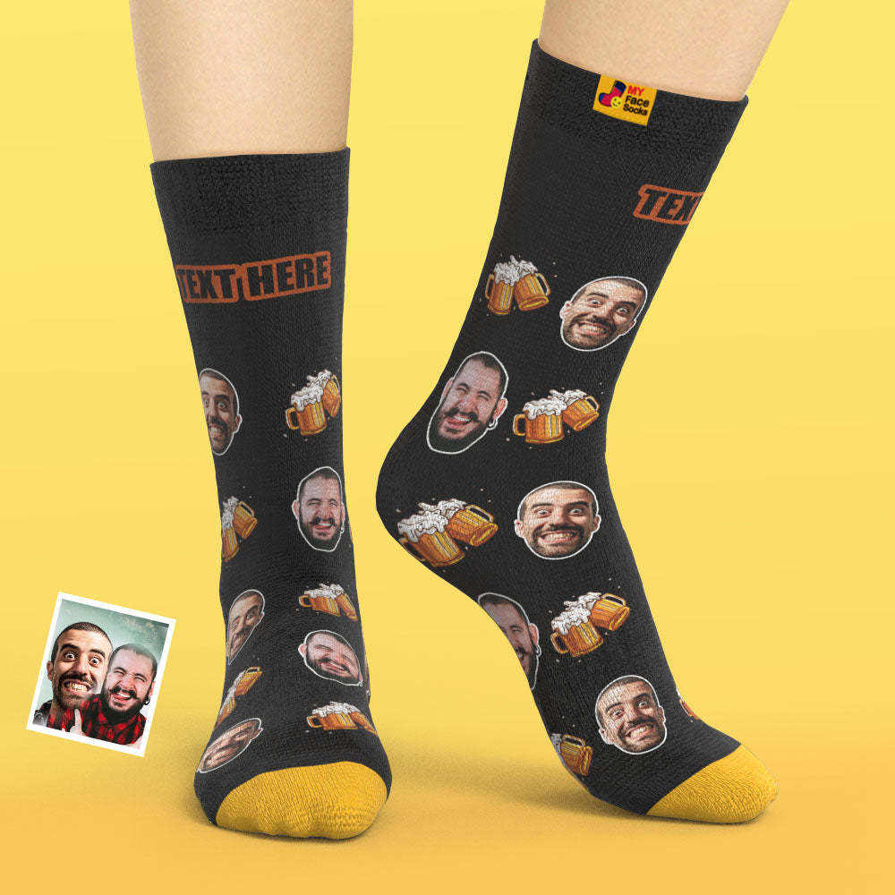 Calcetines Impresos Digitales Personalizados En 3d Regalos Para El Día Del Padre Cerveza Cheers - MyFaceSocksES