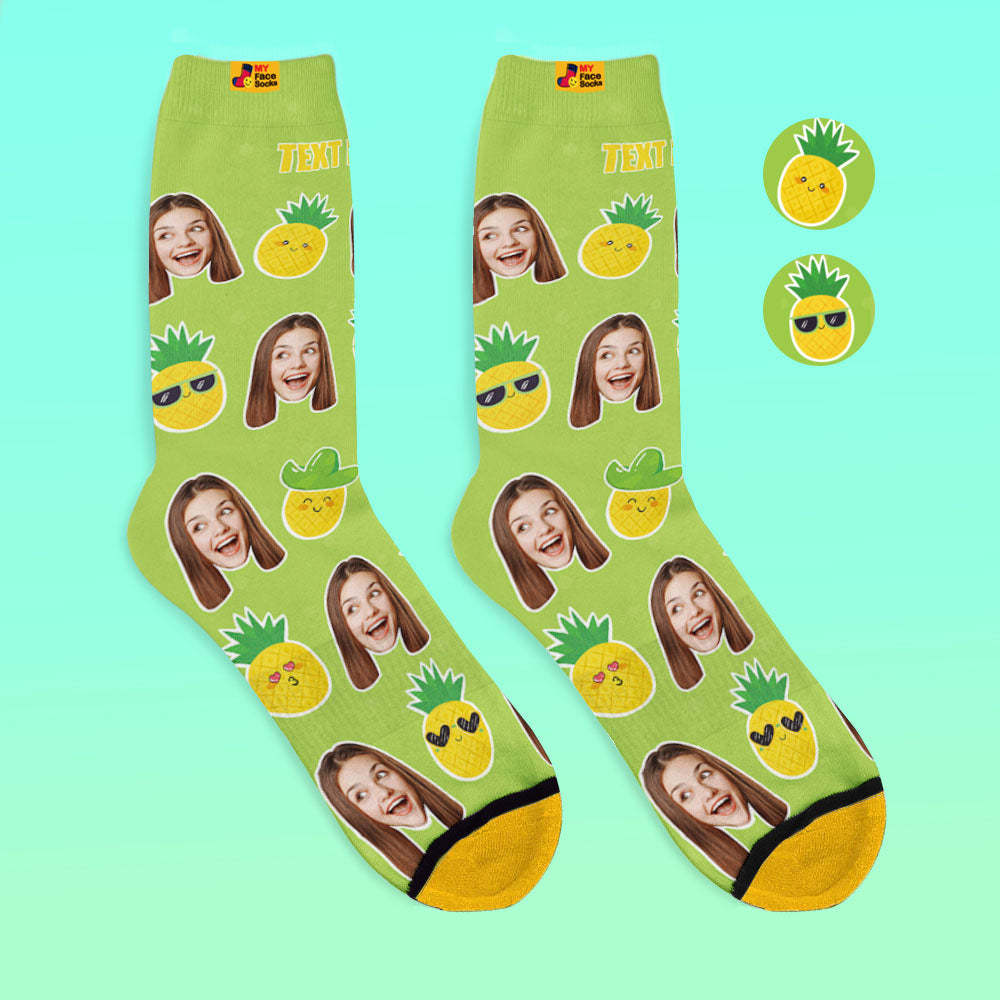 Calcetines Impresos Digitalmente En 3d Personalizados My Face Socks Agregue Imágenes Y Nombre - Fruta Tropical - MyFaceSocksES