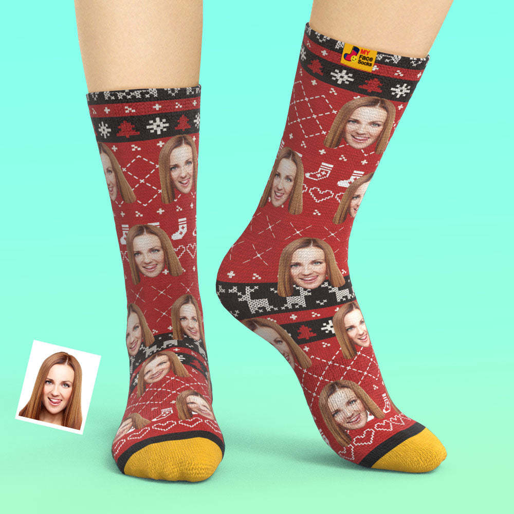 Los Calcetines Impresos Digitalmente En 3d Personalizados Agregan Imágenes Y Nombres Con Líneas Especiales De Corazón - MyFaceSocksES