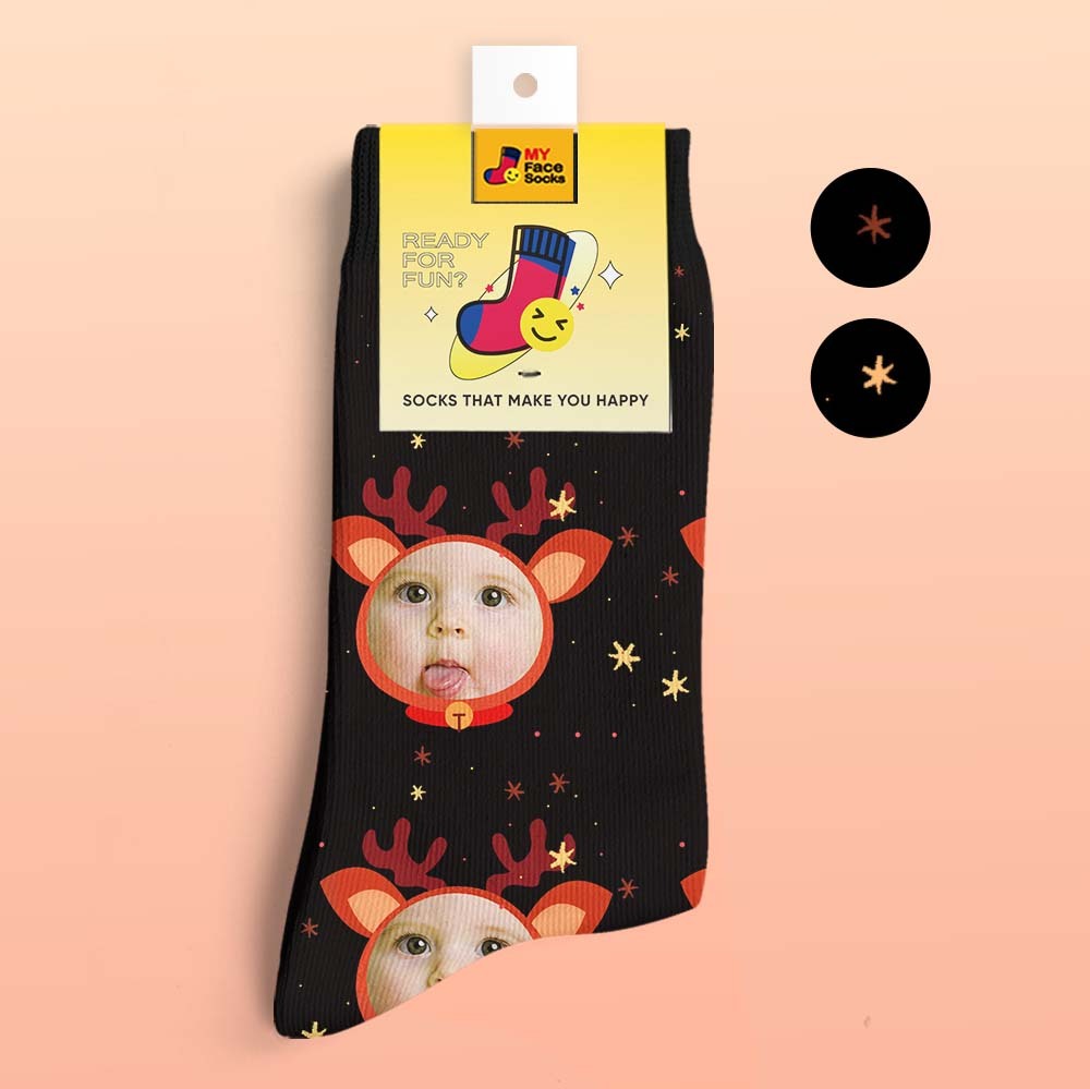 Calcetines Impresos Digitalmente En 3d Personalizados My Face Socks Agregue Imágenes Y Nombre - Fawn Face - MyFaceSocksES