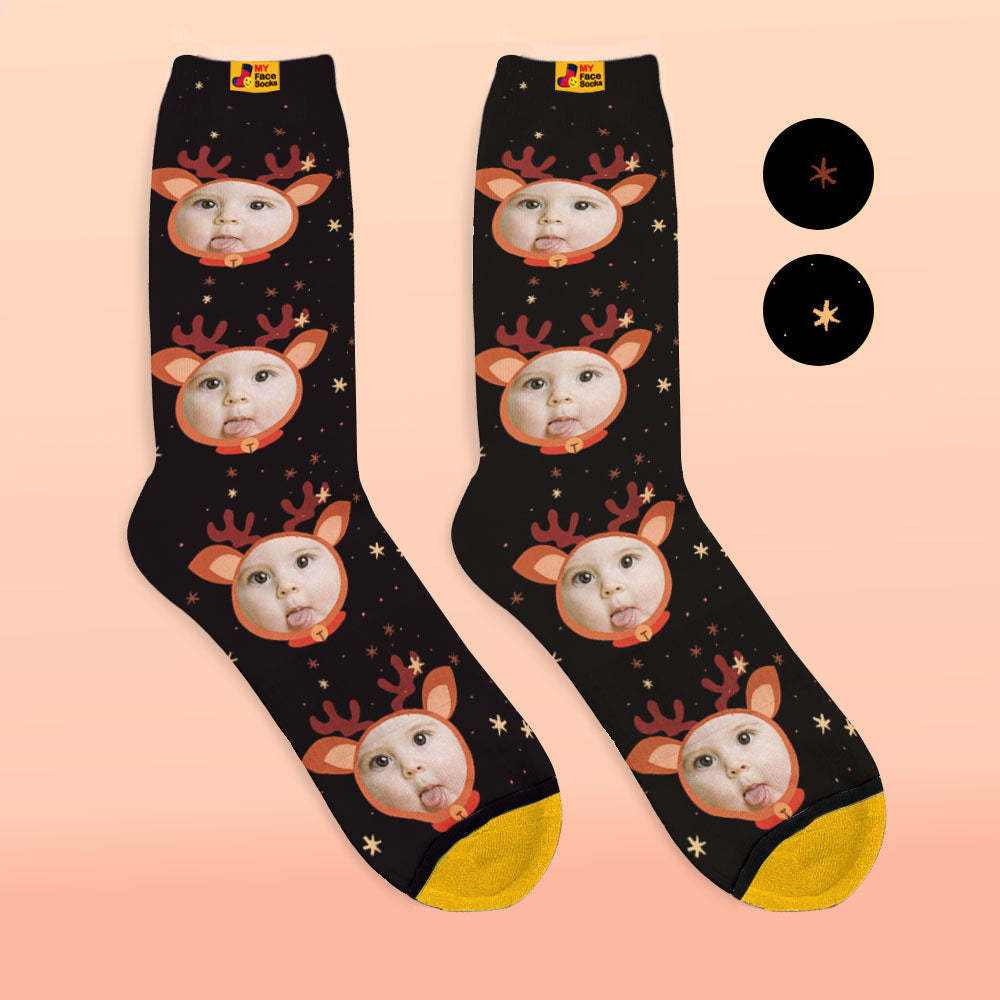 Calcetines Impresos Digitalmente En 3d Personalizados My Face Socks Agregue Imágenes Y Nombre - Fawn Face - MyFaceSocksES