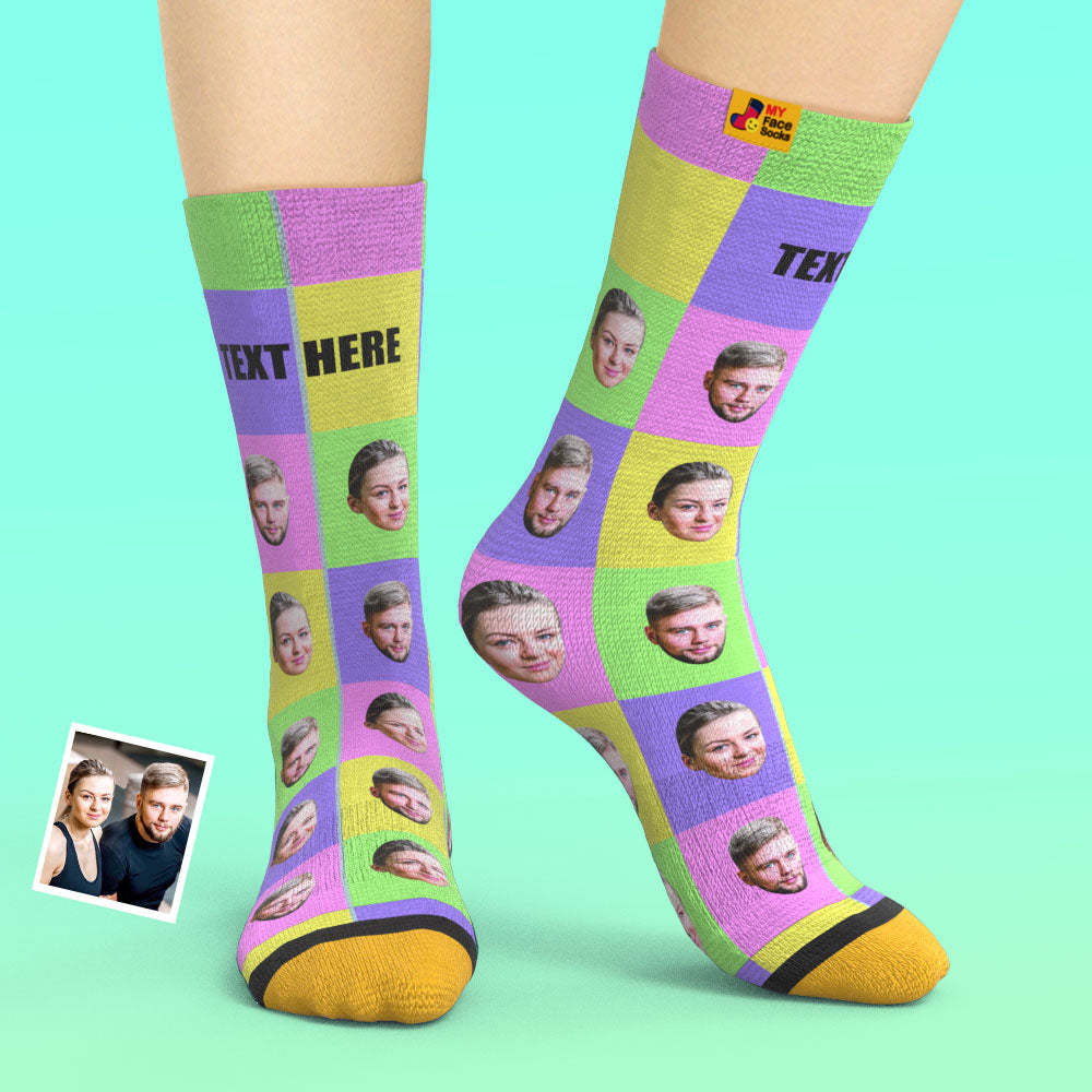 Calcetines Impresos Digitalmente En 3d Personalizados My Face Socks Agregue Imágenes Y Nombre - Cuadrado - MyFaceSocksES