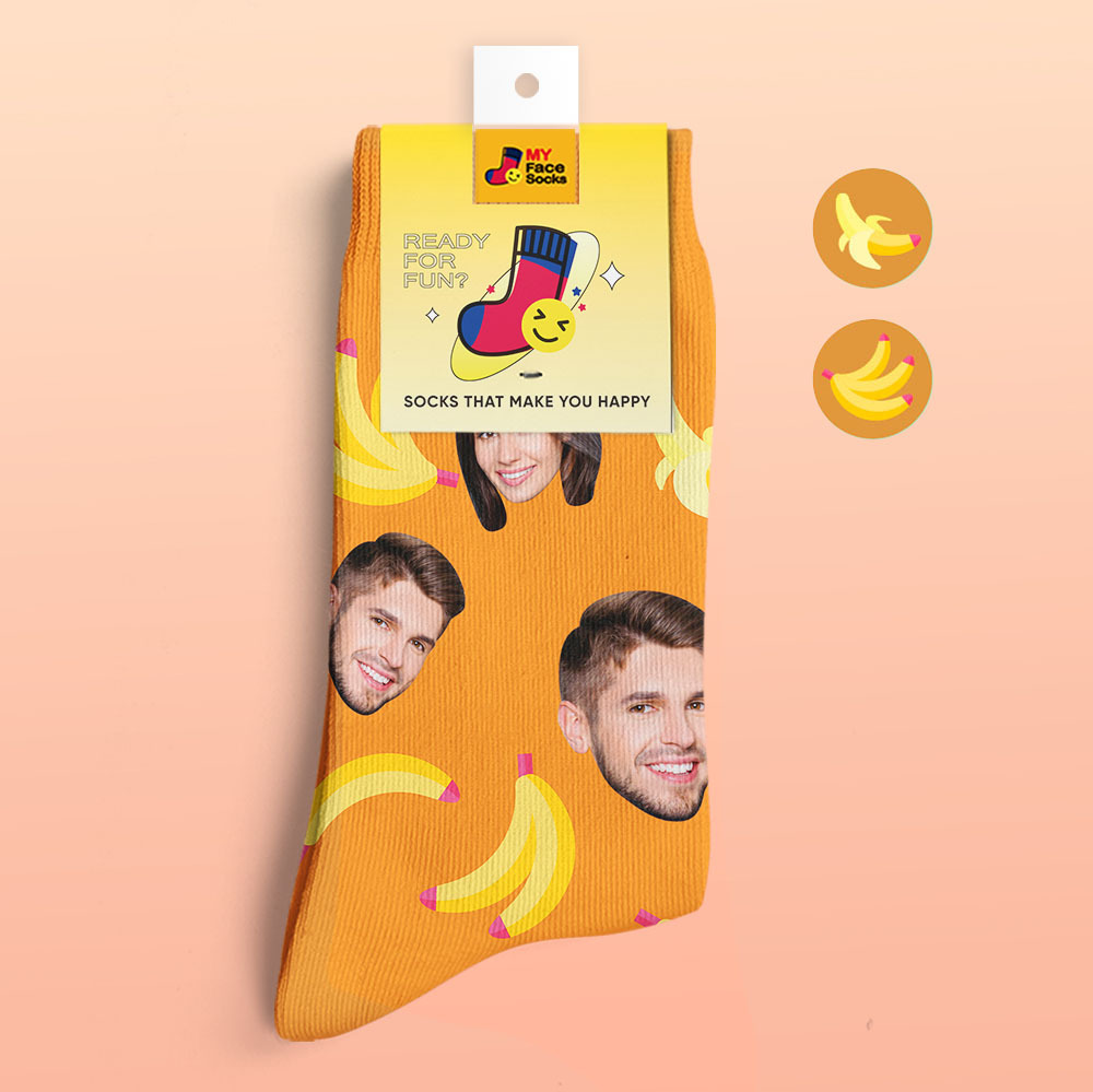 Calcetines Impresos Digitalmente En 3d Personalizados My Face Socks Agregue Imágenes Y Nombre Banana - MyFaceSocksES