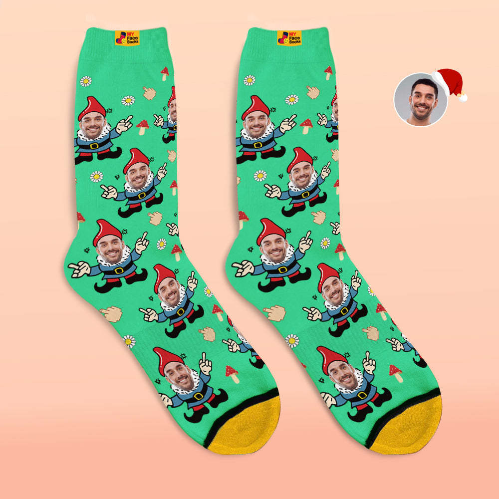 Regalos De Navidad, Calcetines Impresos Digitales 3d Personalizados My Face Socks Agregar Imágenes Y Nombrar A Gnome - MyFaceSocksES