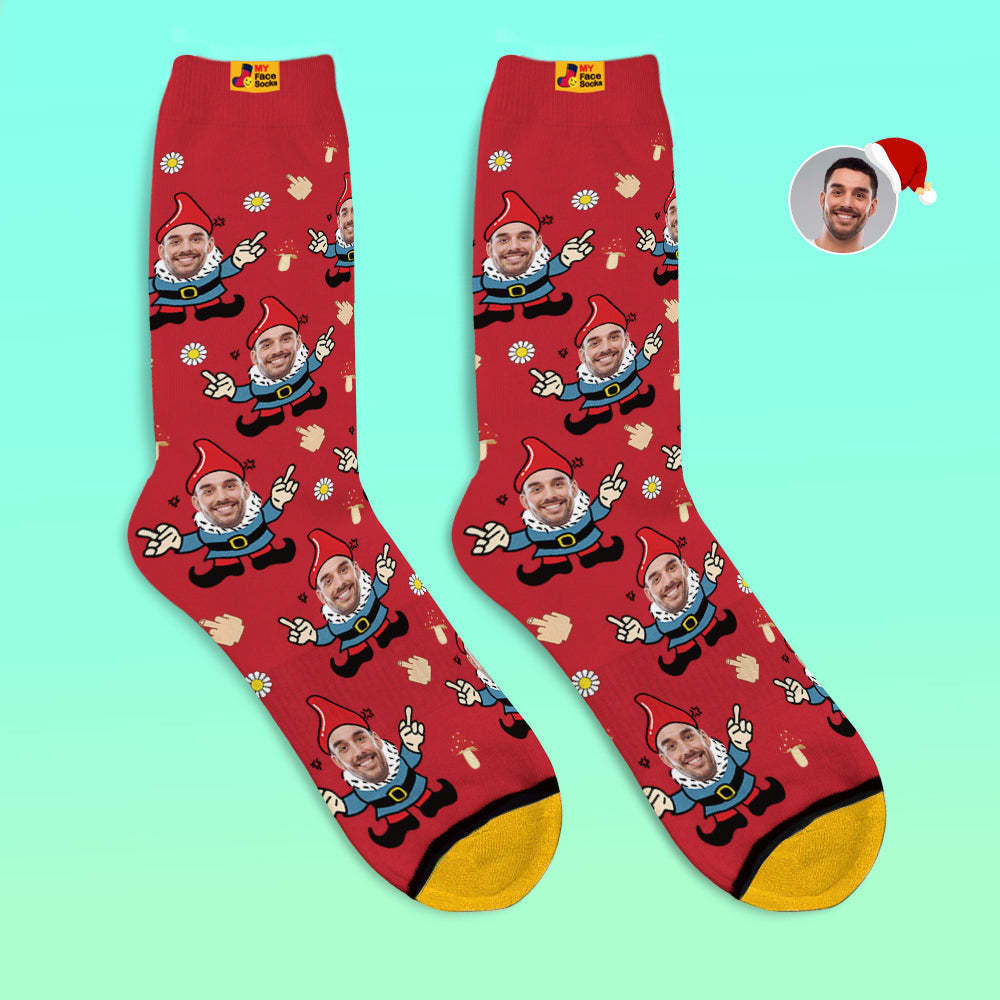 Regalos De Navidad, Calcetines Impresos Digitales 3d Personalizados My Face Socks Agregar Imágenes Y Nombrar A Gnome - MyFaceSocksES